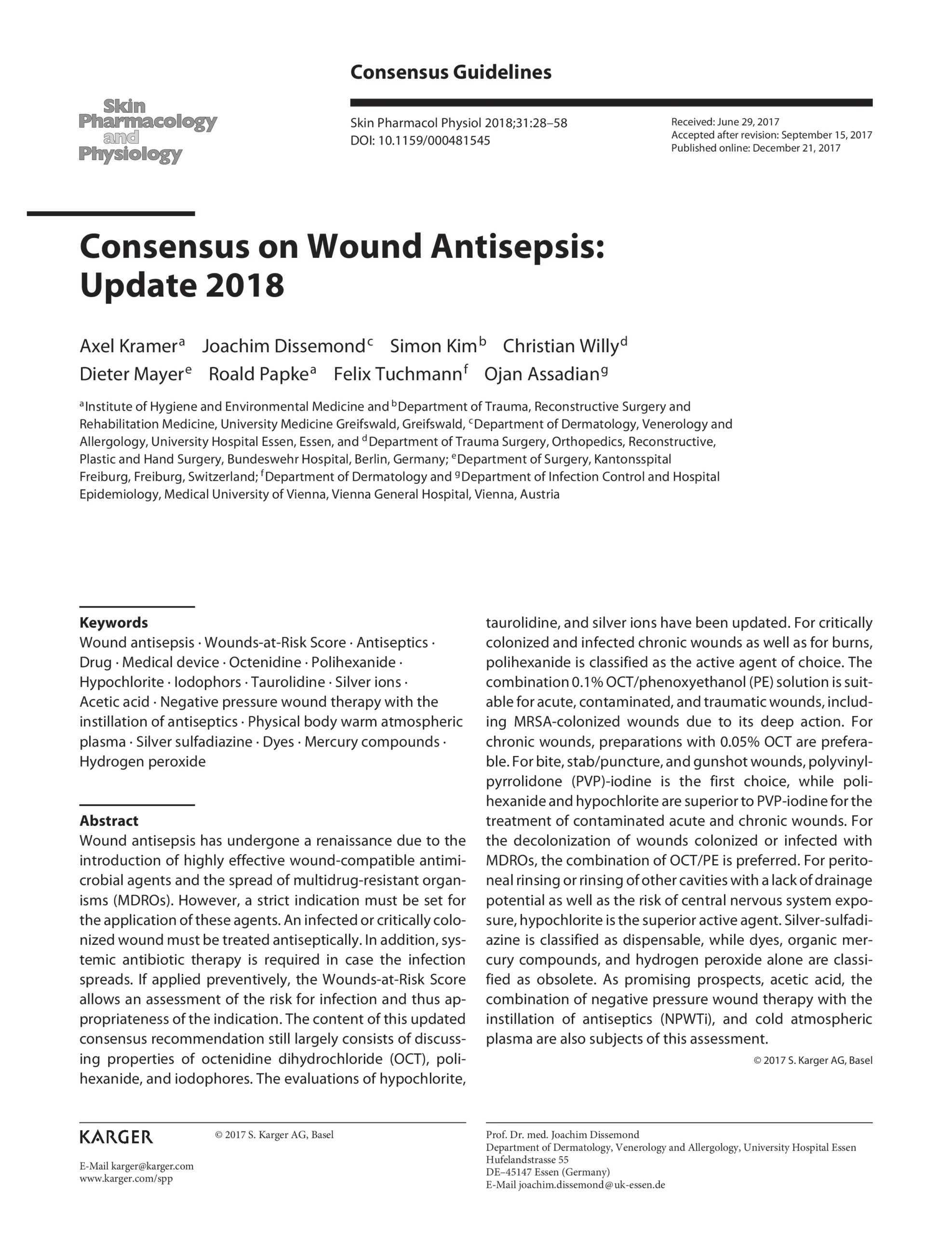 consenso sobre la antisepsia de las heridas